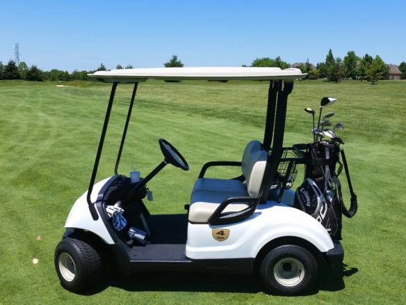 A golf cart, a hallmark of Central Florida 55-plus communities
